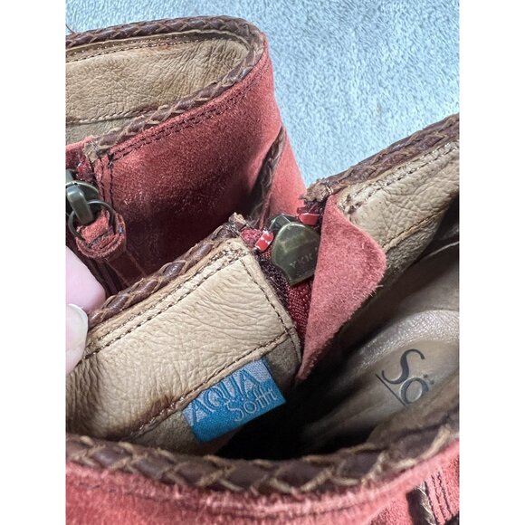 Sofft Women’s 11 Taylie Spice Red Suede Leather Casual Zip Ankle Boots Cowboy - Picture 8 of 8